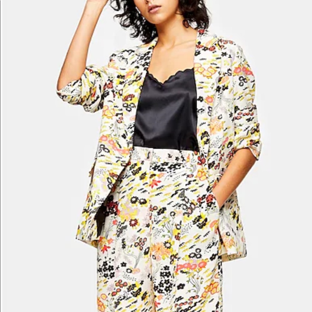 Topshop Idol Leaf Print Jacket Blazer